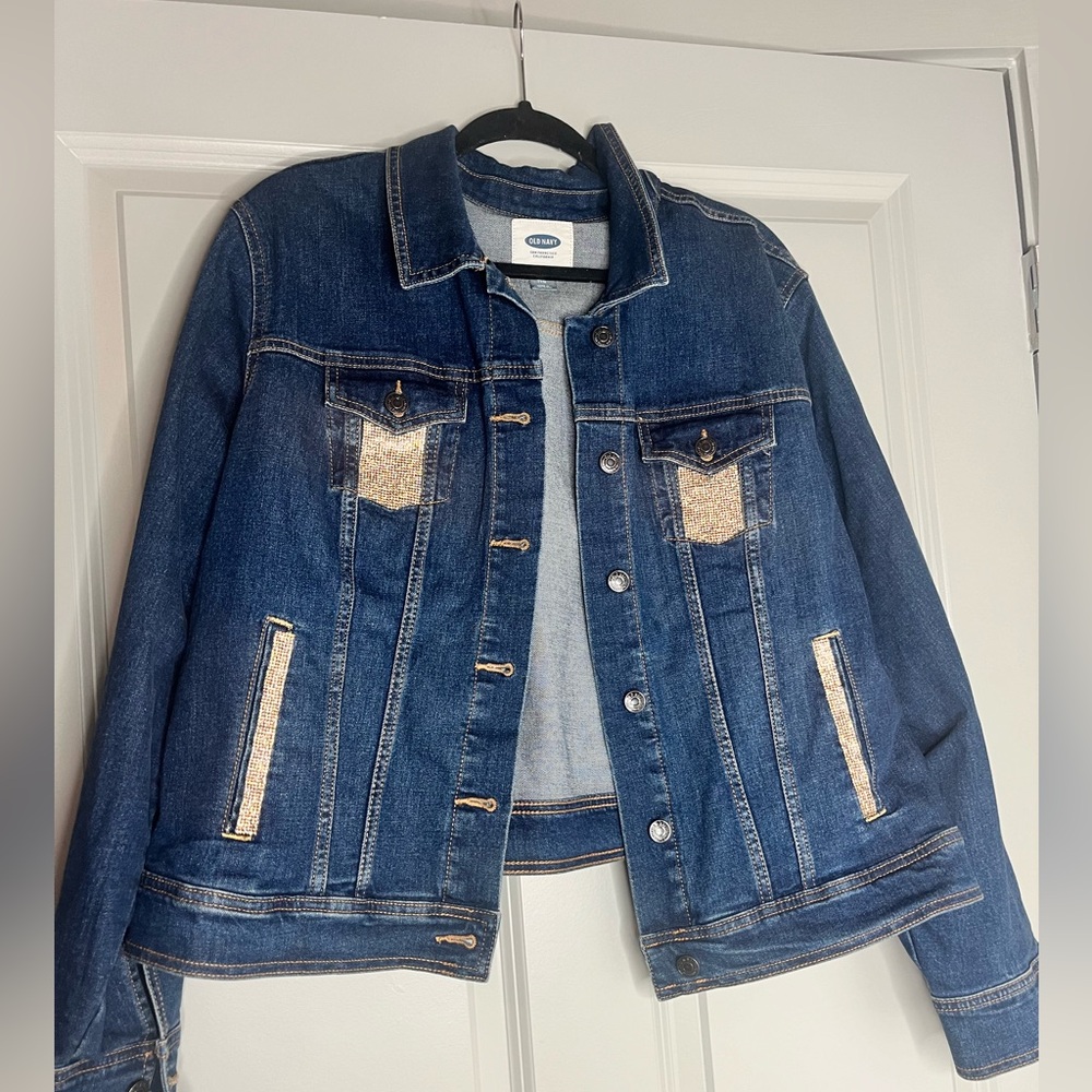 Rose gold rhinestone Jean Jacket